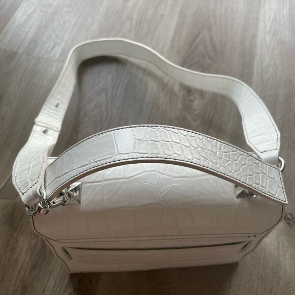 salar gigi white croc embossed leather crossbody shoulder bag purse handbag - Picture 4 of 8